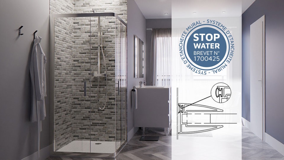 Stop water illustration du brevet pour système d'étanchéité paroi de douche
