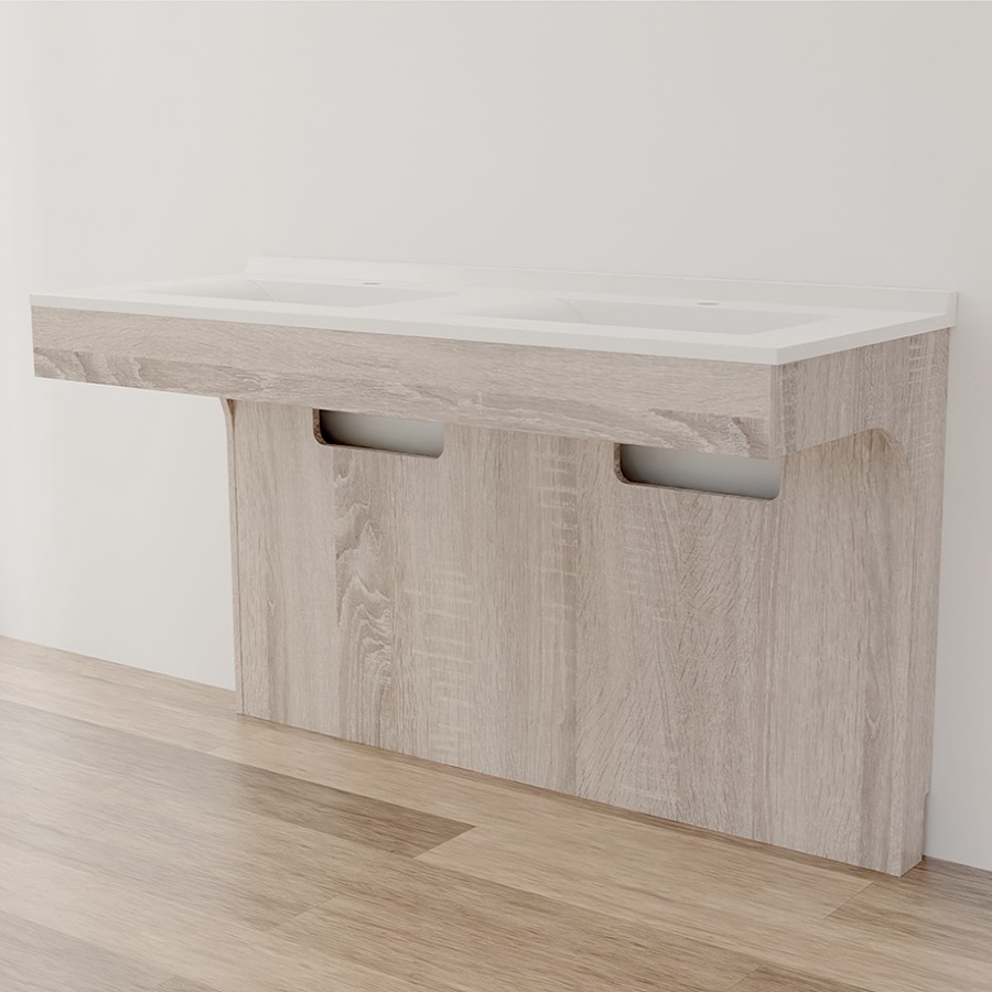 Meuble salle de bain PMR ALTEA 140 cm aspect bois Cambrian Oak avec plan vasque