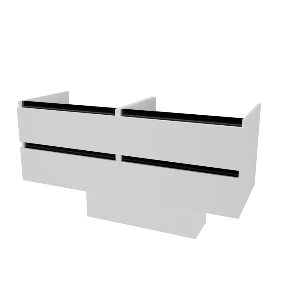 Caisson de meuble salle de bain 140 cm ARLEQUIN Blanc avec traverses noires - sans plan vasque