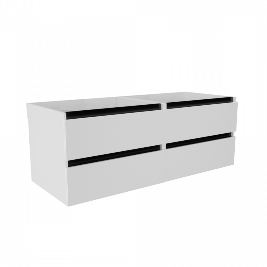 Caisson de meuble salle de bain 140 cm ARLEQUIN Blanc avec traverses noires - sans plan vasque