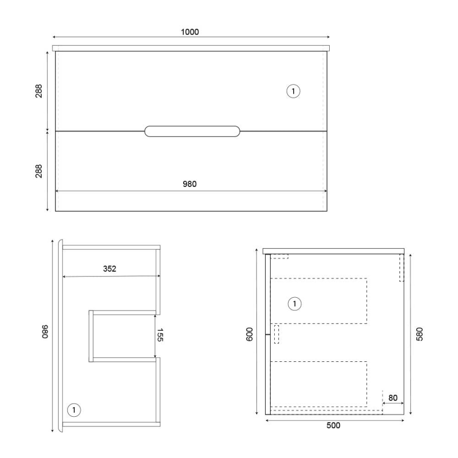 Meuble salle de bain KLASS 100 cm x 50 cm