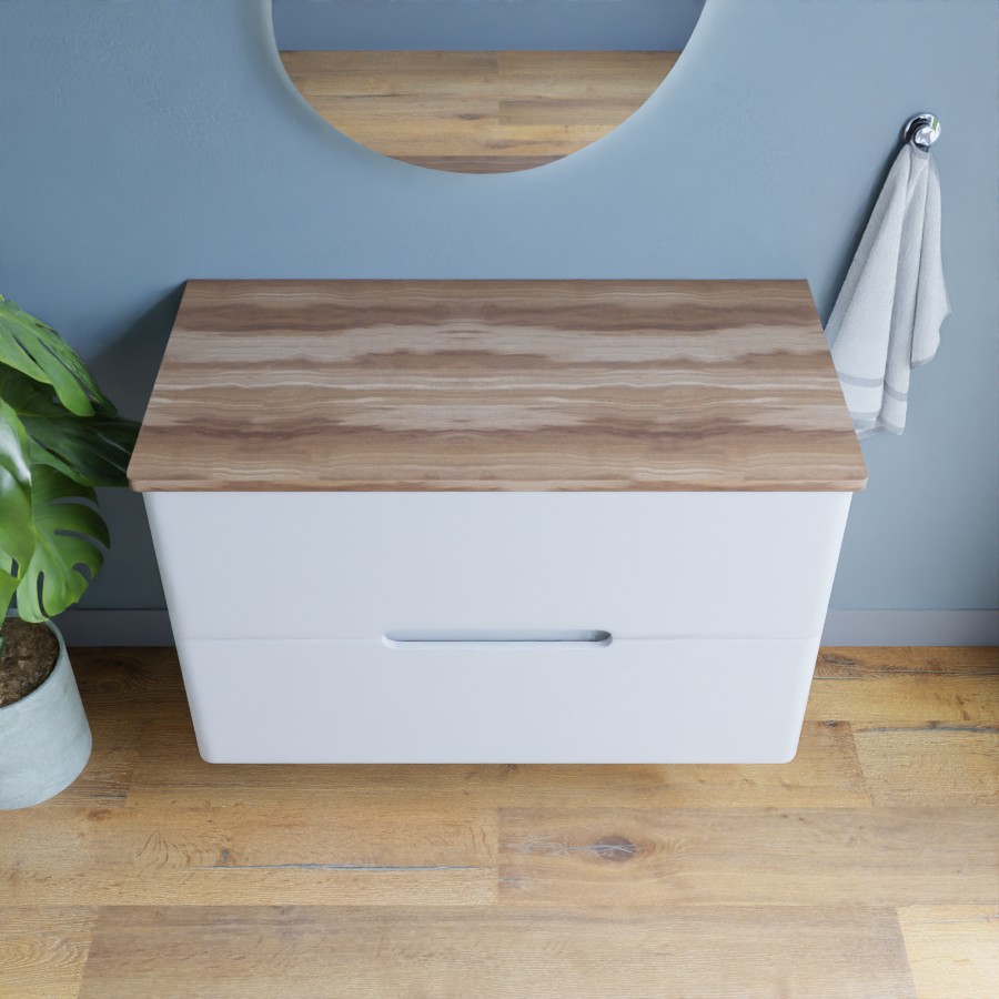 Meuble salle de bain KLASS 100 cm x 50 cm coloris blanc et bois