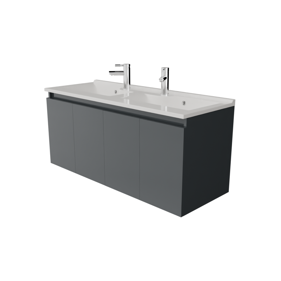 Meuble salle de bain 120 cm PROLINE Gris anthracite - avec plan vasque