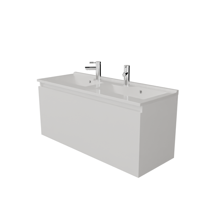 Caisson de meuble salle de bain 120 cm PROLINE Blanc - avec plan double vasque