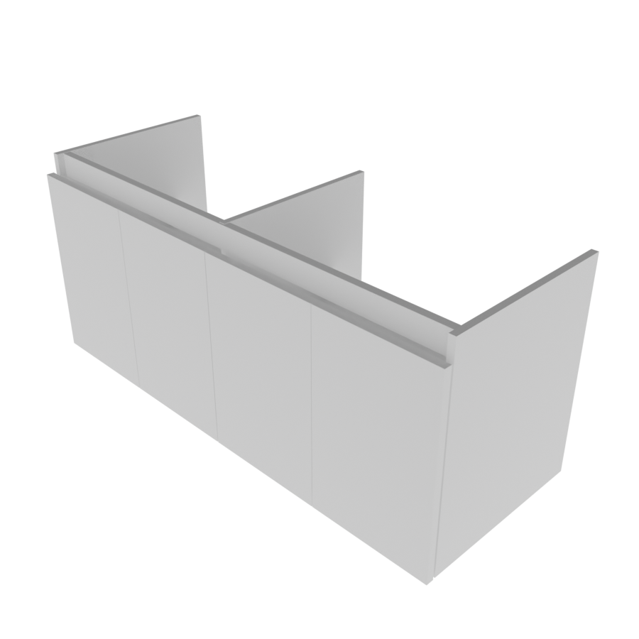 Caisson de meuble salle de bain 140 cm PROLINE Blanc sans plan vasque vue dessus