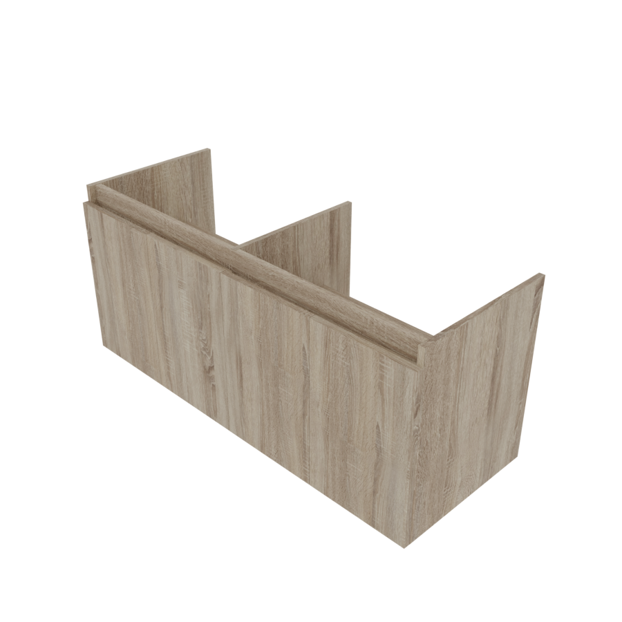 Caisson de meuble salle de bain 140 cm PROLINE aspect bois Cambrian Oak sans plan vasque vue dessus