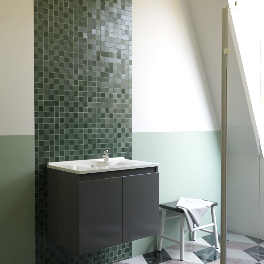 Meuble de salle de bain PROLINE gris anthracite pose suspendue avec plan vasque 