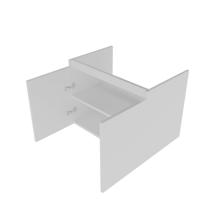 Caisson de meuble salle de bain 70 cm PROLINE Blanc - sans plan vasque portes ouvertes