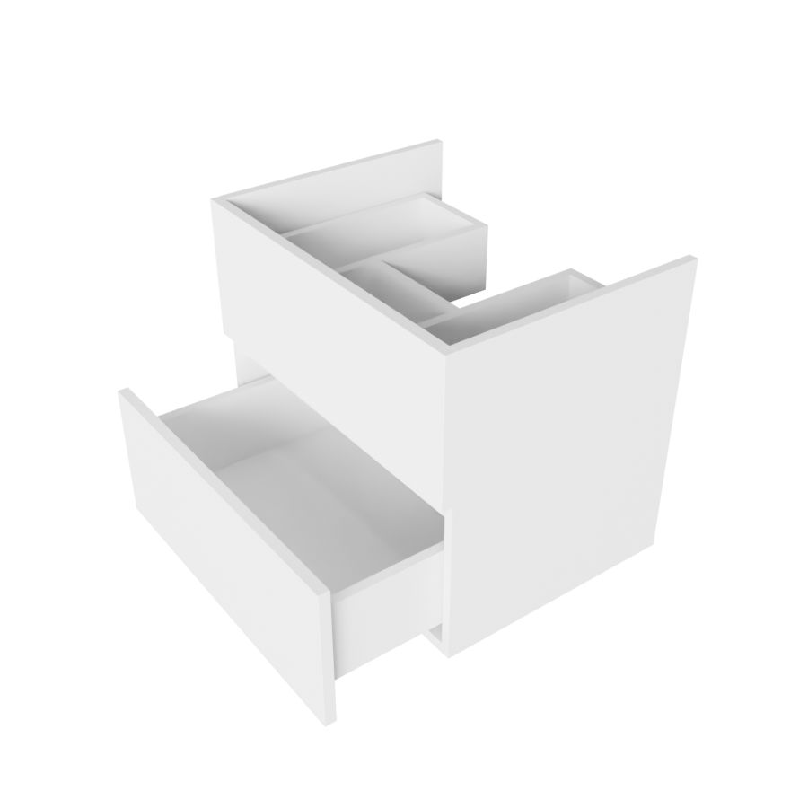 Caisson de meuble salle de bain 60 cm ROSALY Blanc - vue de face tiroir ouvert