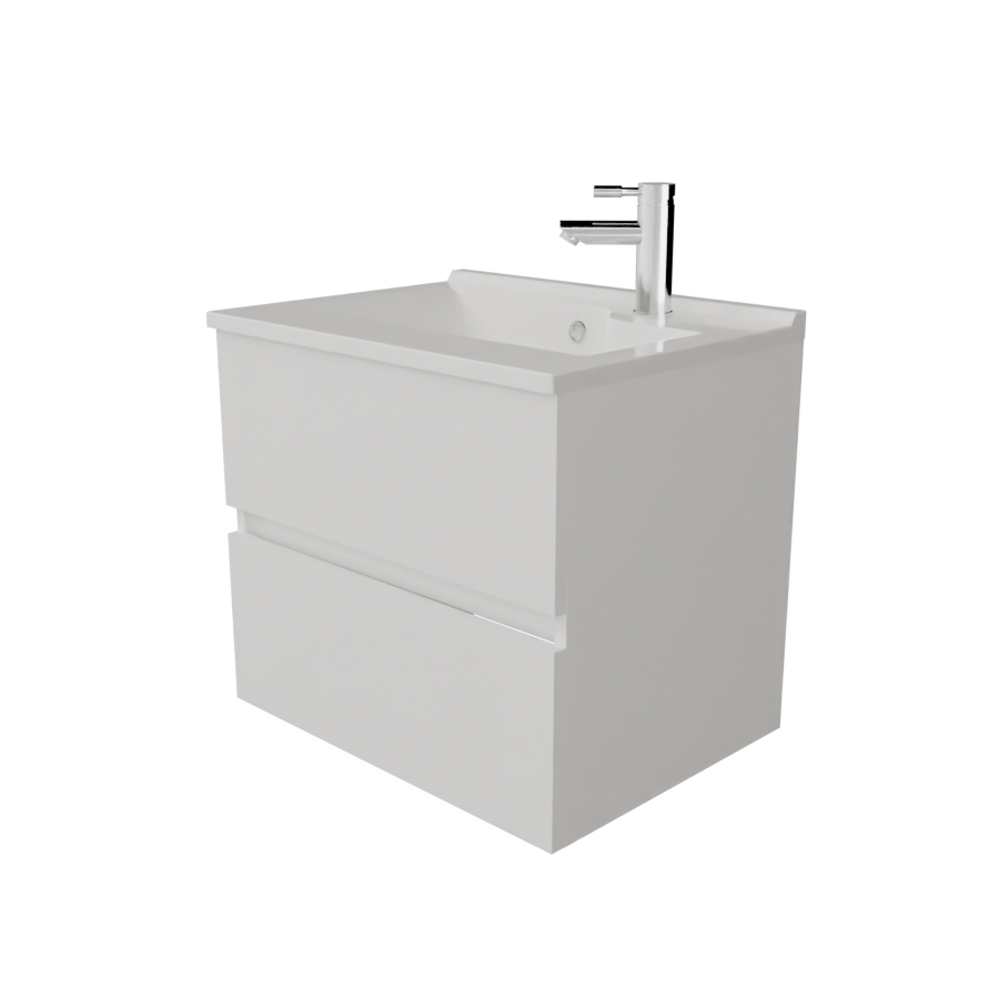 Meuble salle de bain 60 cm ROSALY Blanc avec plan vasque 