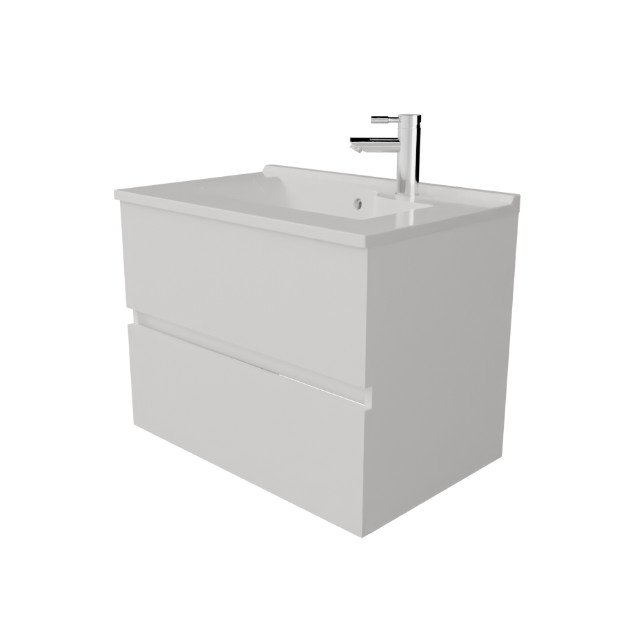 Meuble salle de bain 70 cm ROSALY Blanc avec plan simple vasque