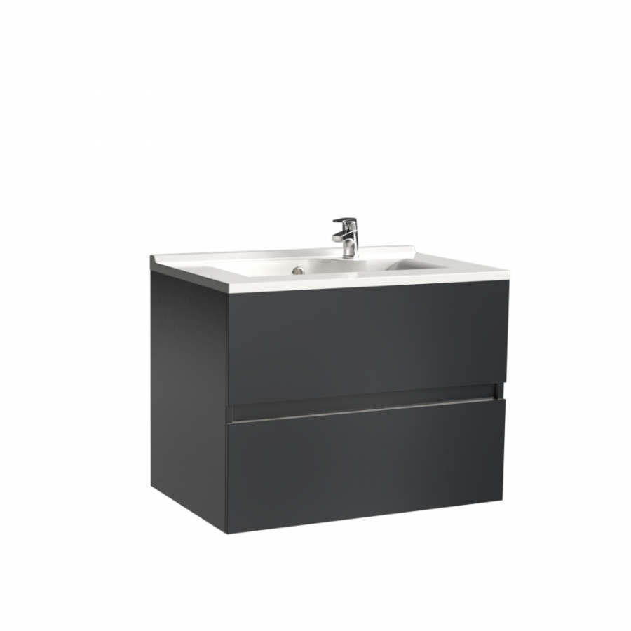 Meuble salle de bain 70 cm ROSALY Gris anthracite avec plan simple vasque