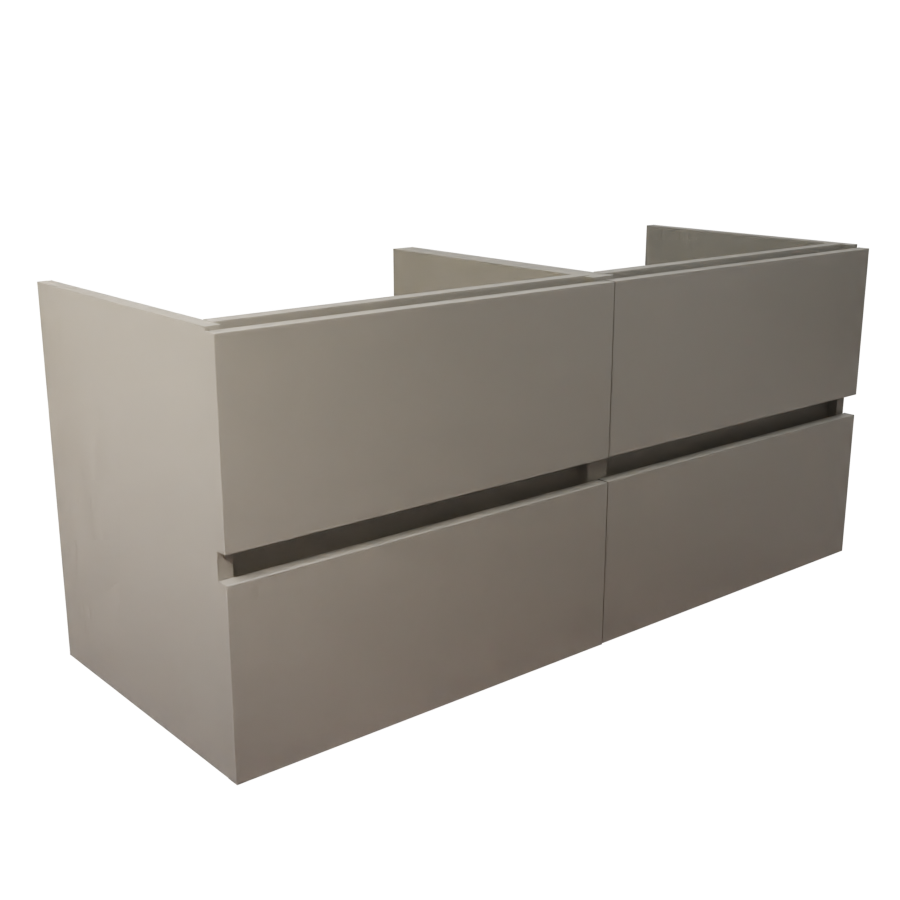 Caisson de meuble salle de bain 120 cm en inox coloris gris clair collection ROSINOX vue de coté sans plan vasque 
