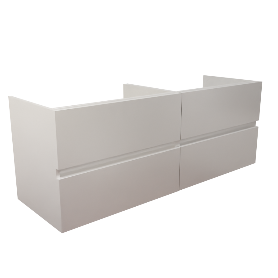 Caisson de meuble salle de bain 140 cm en inox coloris blanc collection ROSINOX vue de coté sans plan vasque 