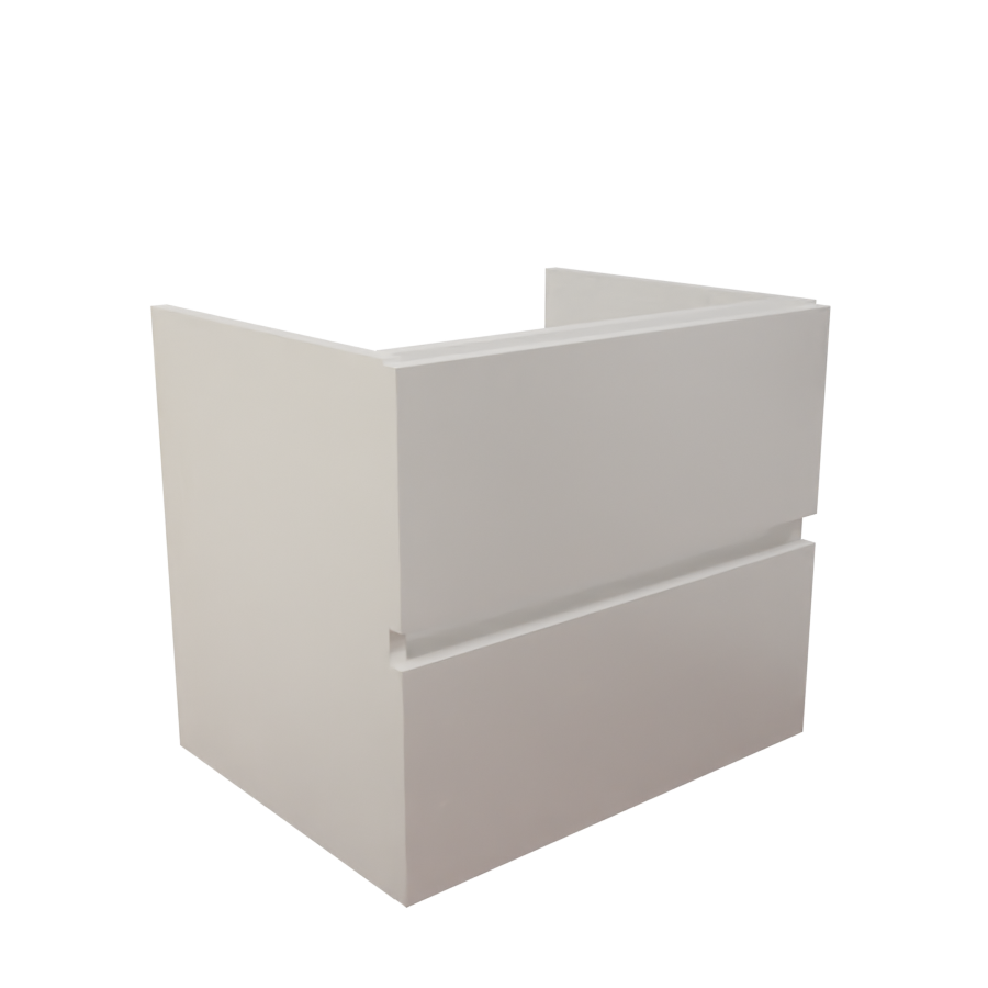 Caisson de meuble salle de bain blanc en inox deux tiroirs 60 cm de largeur collection ROSINOX vue de coté