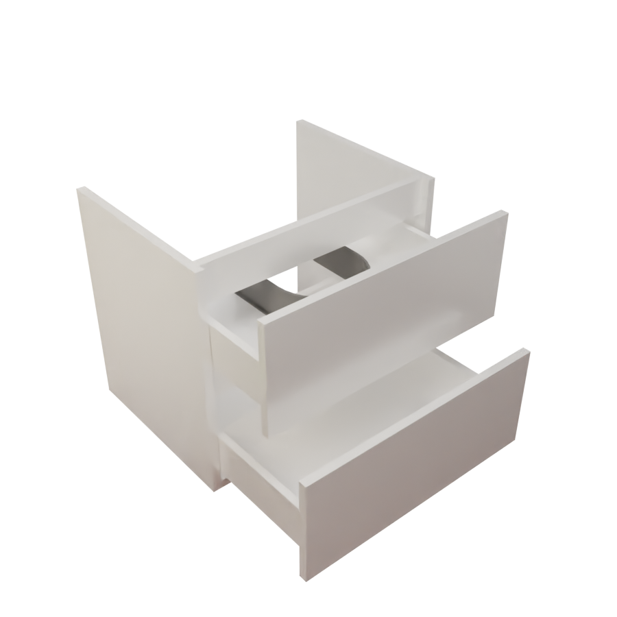 Caisson de meuble salle de bain blanc en inox deux tiroirs 60 cm de largeur collection ROSINOX vue tiroirs ouverts