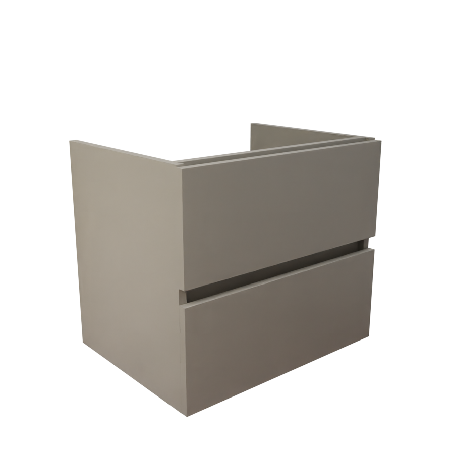 Caisson de meuble salle de bain gris clair mat en inox 60 cm de largeur collection ROSINOX vue de coté