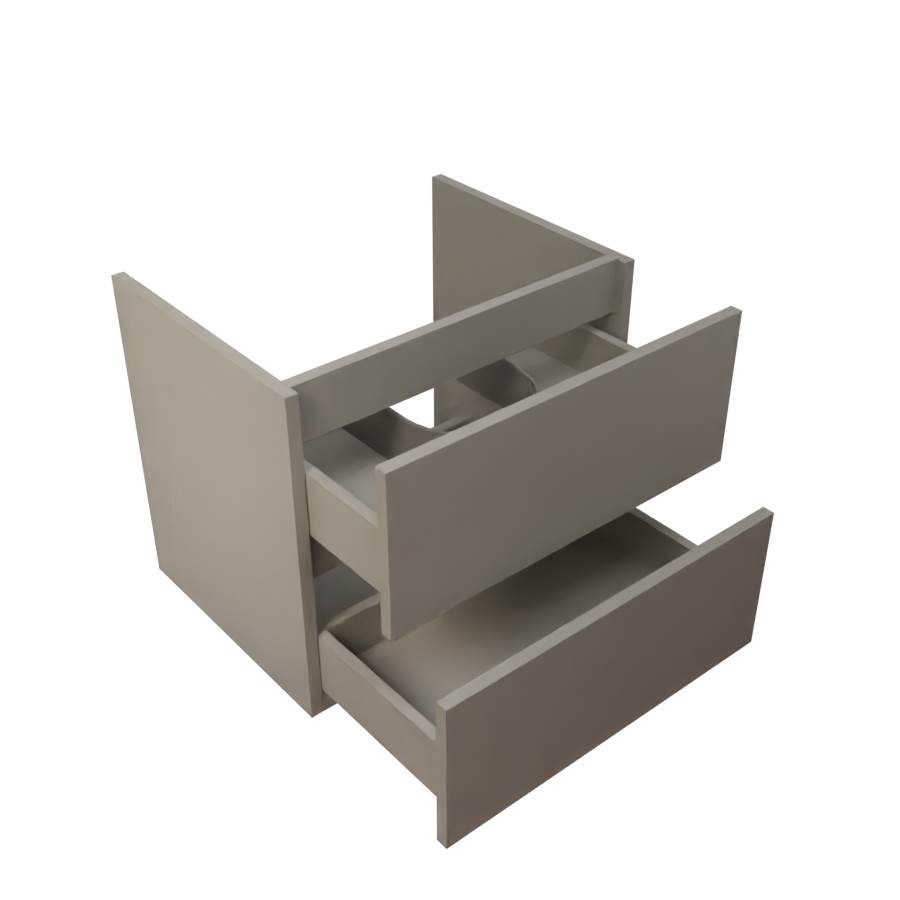 Caisson de meuble salle de bain gris clair mat en inox 60 cm de largeur collection ROSINOX vue avec tiroirs ouverts