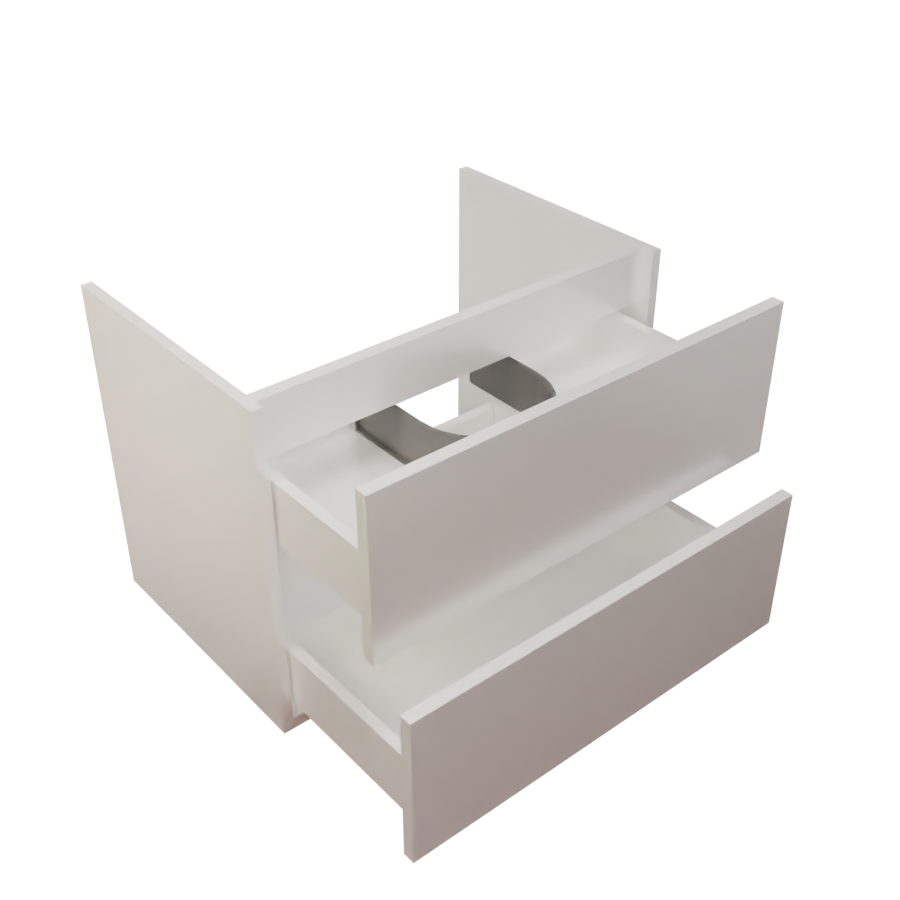 Caisson de meuble salle de bain blanc en inox deux tiroirs 70 cm de largeur pour simple vasque collection ROSINOX vue avec tiroirs ouverts