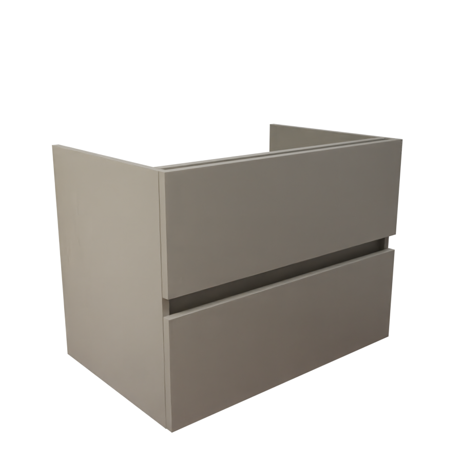 Caisson de meuble salle de bain gris clair en inox deux tiroirs 70 cm de largeur collection ROSINOX vue de coté