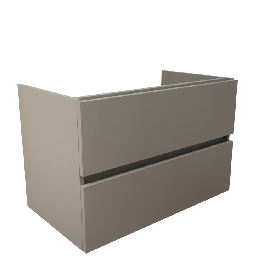Caisson de meuble salle de bain gris clair en inox deux tiroirs 80 cm de largeur pour simple vasque collection ROSINOX  vue de coté