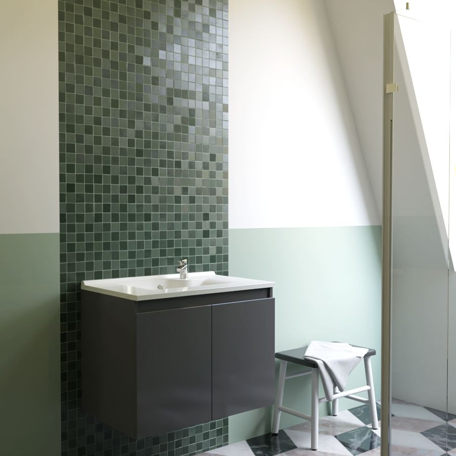 Meuble salle de bain PROLINE Gris anthracite - pose suspendue avec plan vasque