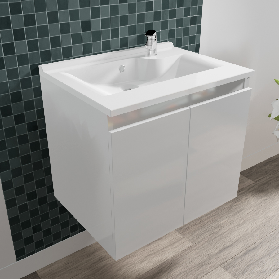 Meuble de salle de bains QUBO pour lave-linge blanc matrix avec plan  Sherwood