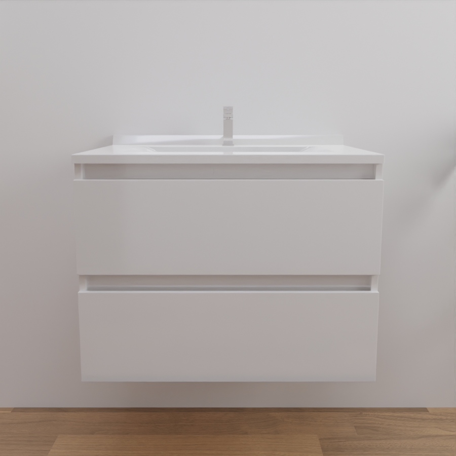 Ensemble meuble salle de bain 70 cm ARLEQUIN blanc avec plan vasque blanc