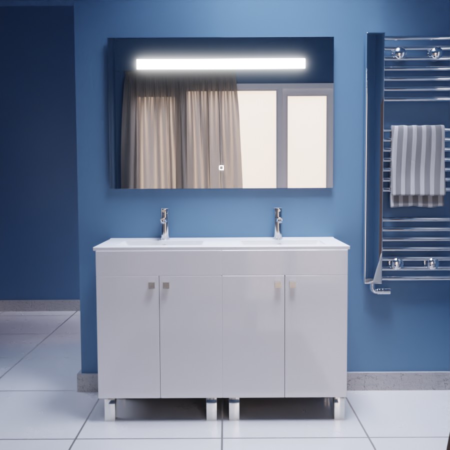 MEUBLE DE SALLE DE BAINS DOUBLE LAVABO AVEC MIROIR 120 CM ORME