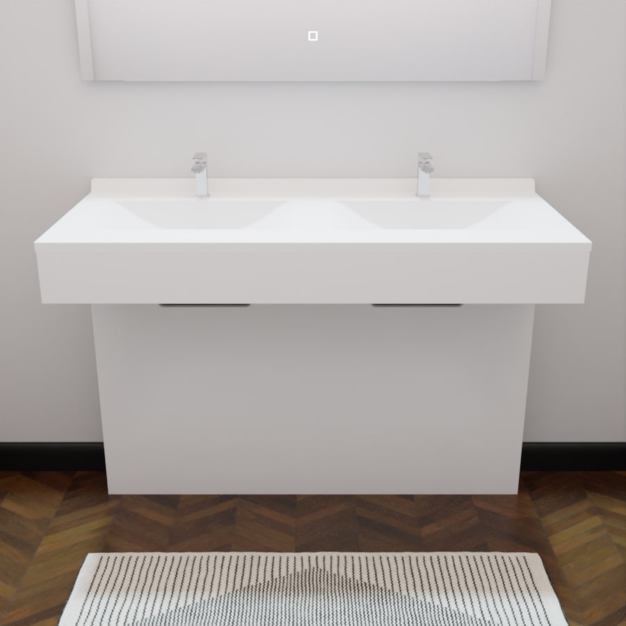 Ensemble EPURE meuble double vasque PMR 120 cm avec plan double vasque en résine 