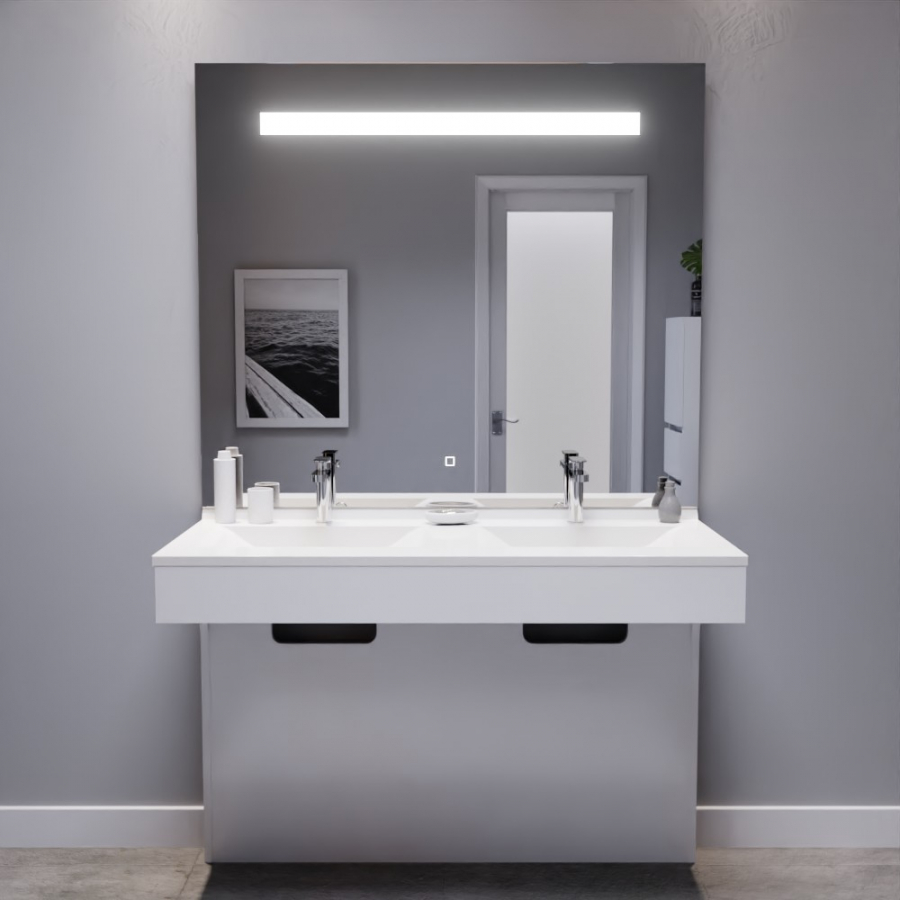 MEUBLE DE SALLE DE BAINS DOUBLE LAVABO AVEC MIROIR 120 CM ORME