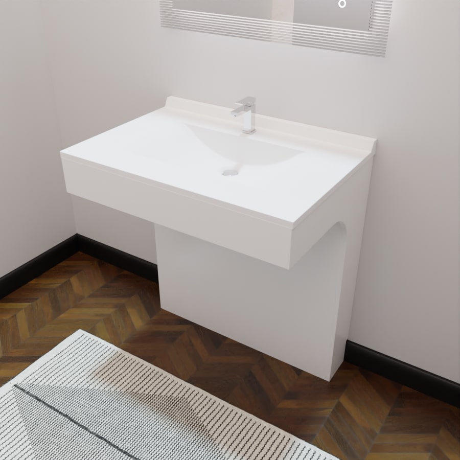 Ensemble EPURE meuble salle de bain PMR 80 cm avec plan vasque en résine