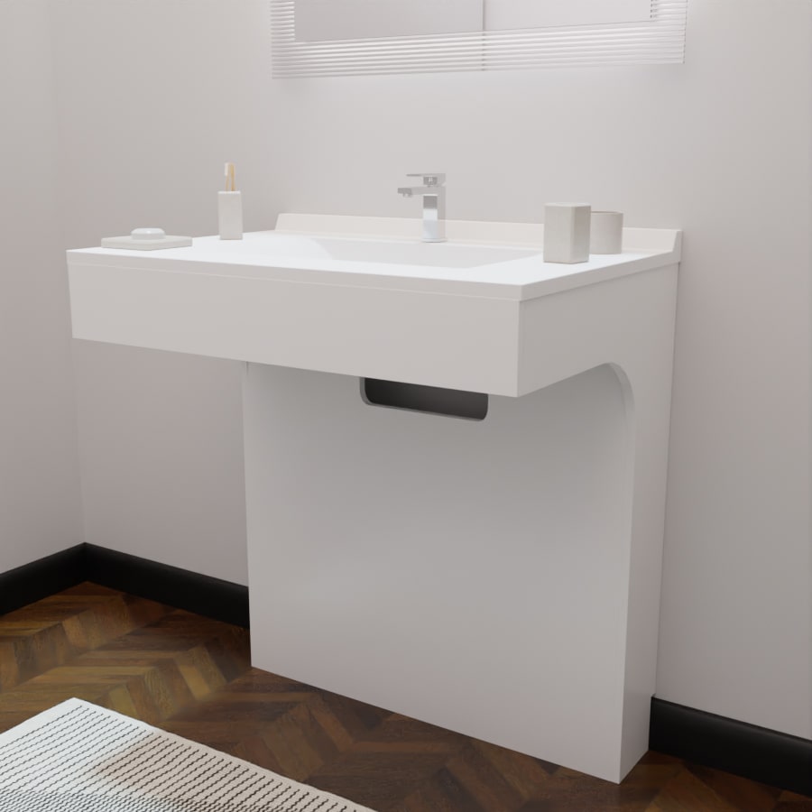 Ensemble EPURE meuble salle de bain PMR 80 cm avec plan vasque en résine