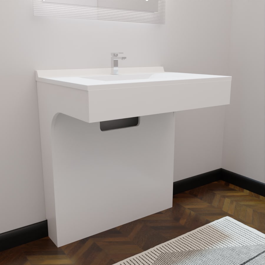 Ensemble EPURE meuble salle de bain PMR 80 cm avec plan vasque en résine