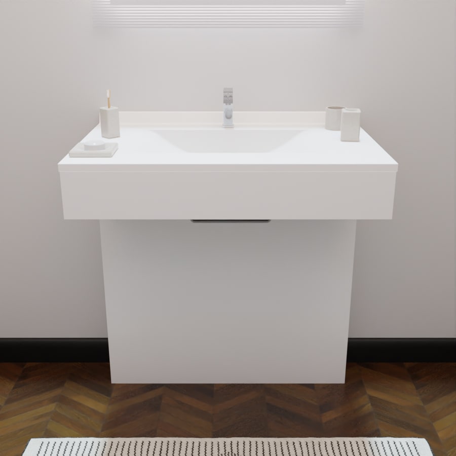 Ensemble EPURE meuble salle de bain PMR 80 cm avec plan vasque en résine