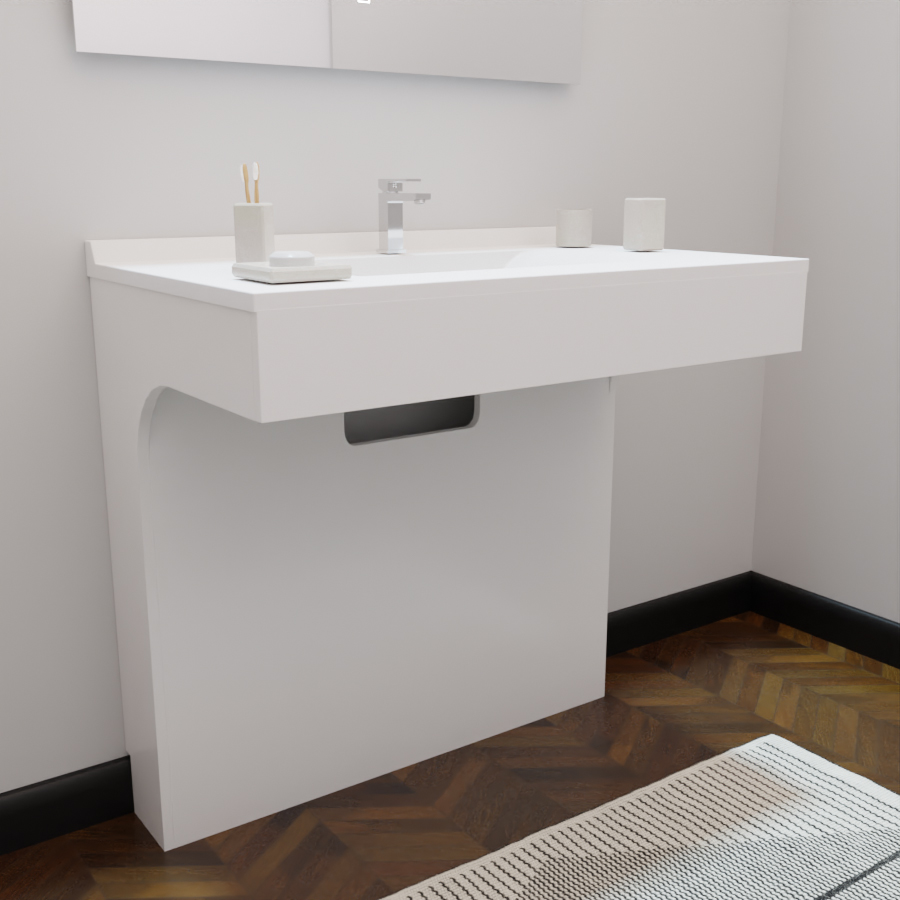Ensemble EPURE meuble salle de bain PMR 90 cm avec plan vasque en résine