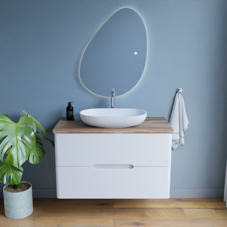 Ensemble KLASS meuble salle de bain 100 cm avec vasque à poser et miroir