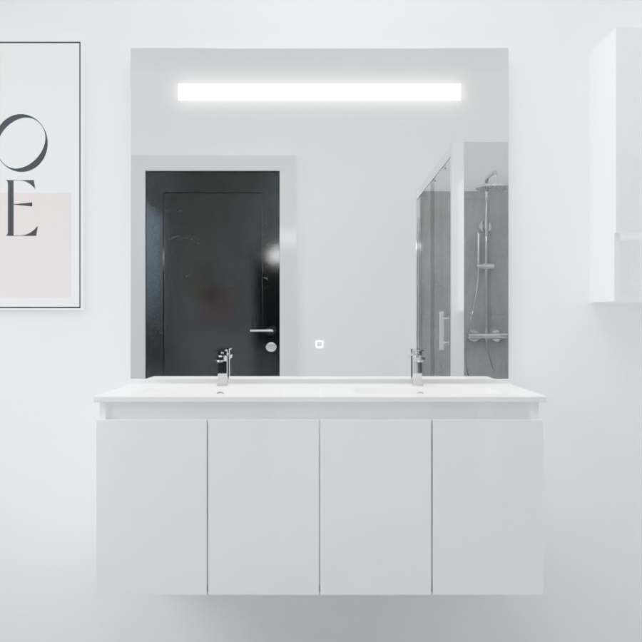 Ensemble meuble double vasque 120 cm avec miroir PROLINE