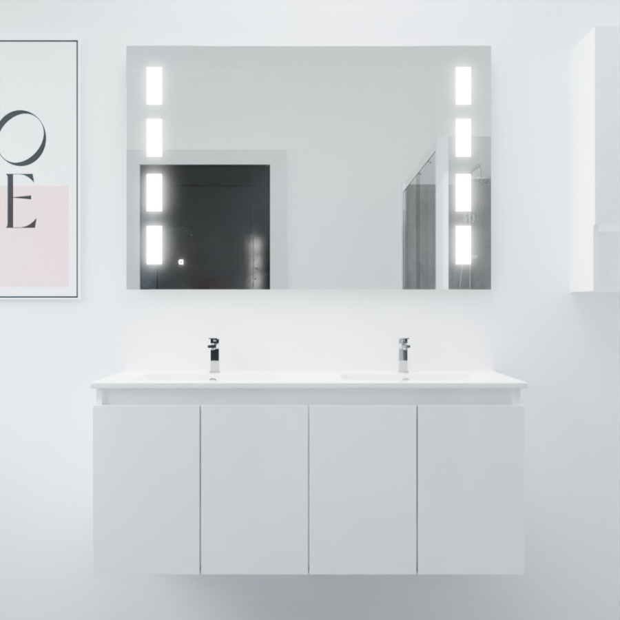 Ensemble meuble double vasque 120 cm avec miroir PROLINE