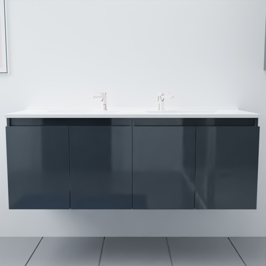 Ensemble meuble double vasque 140 cm PROLINE gris