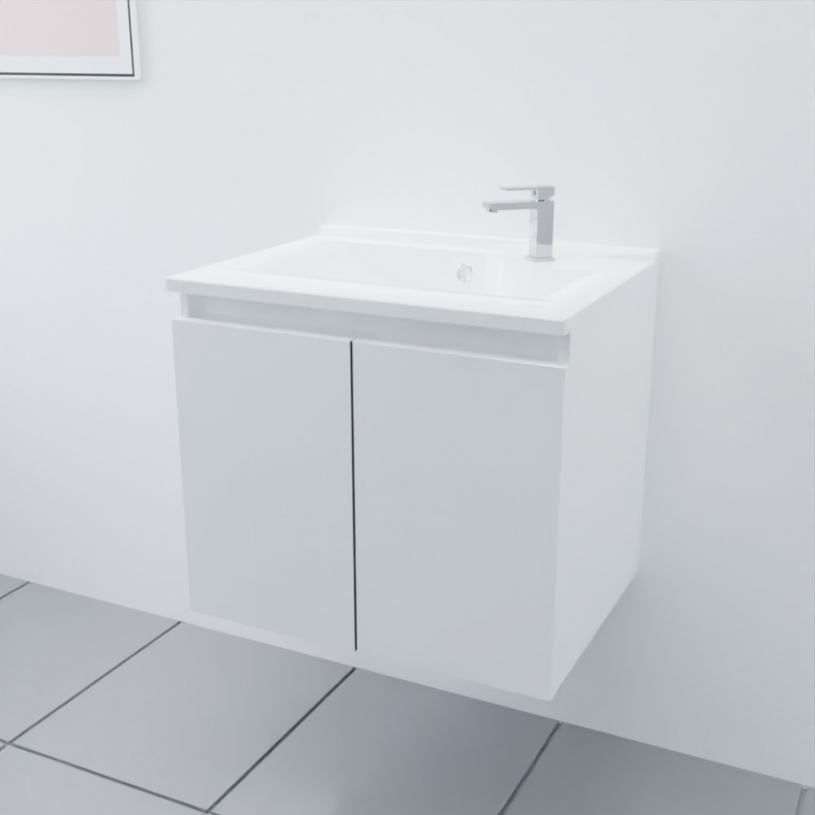 Ensemble meuble salle de bain 60 cm PROLINE avec plan simple vasque en résine
