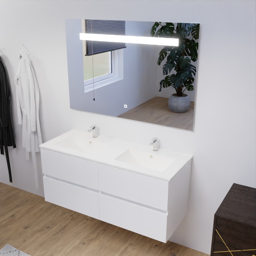 Ensemble ROSALY meuble double vasque + miroir 120 cm 