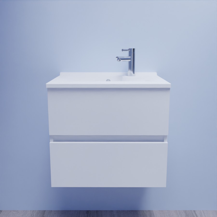 Ensemble meuble salle de bain 60 cm ROSALY blanc avec plan vasque resiloge