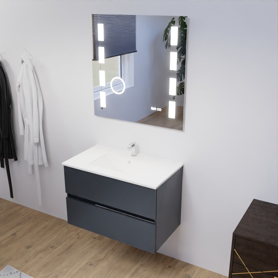 Ensemble meuble salle de bain 80 cm avec miroir ROSALY avec miroir