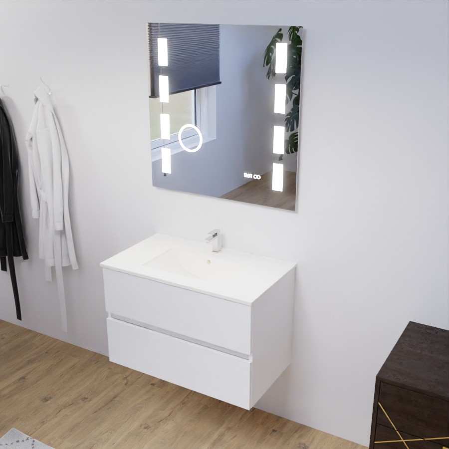 Ensemble meuble salle de bain 80 cm avec miroir ROSALY avec miroir