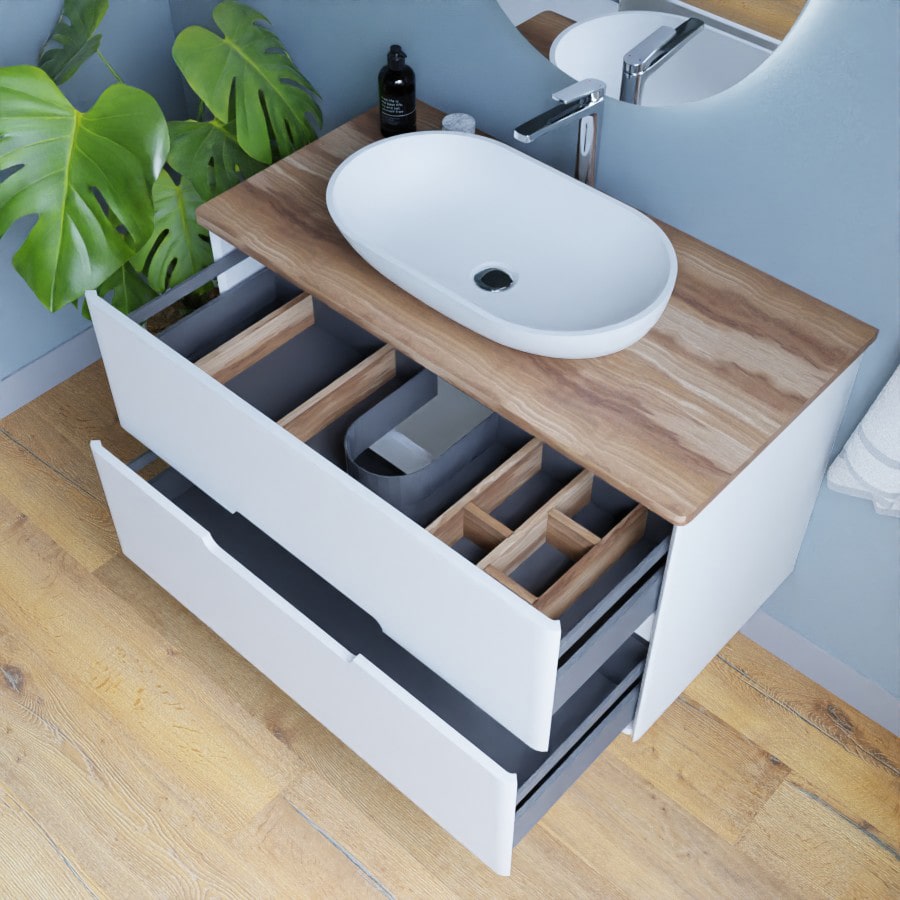 Ensemble KLASS meuble salle de bain 100 cm avec vasque à poser