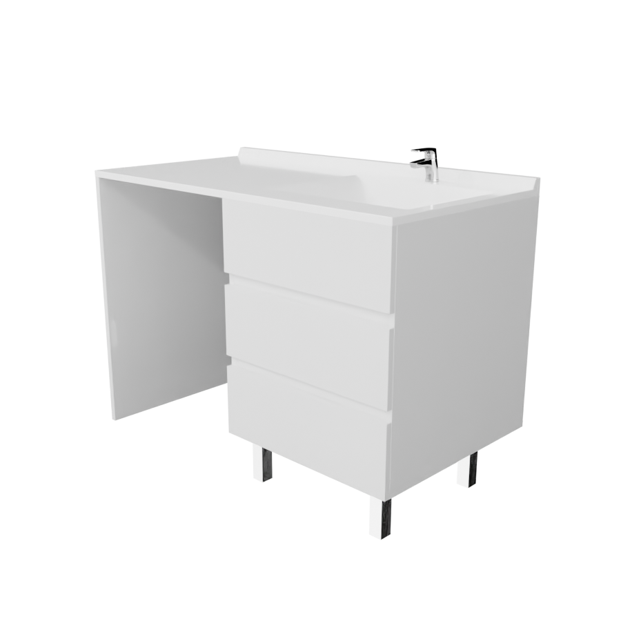 Meuble de salle de bain KORA spécial lave-linge avec plan vasque déporté et jambage blanc