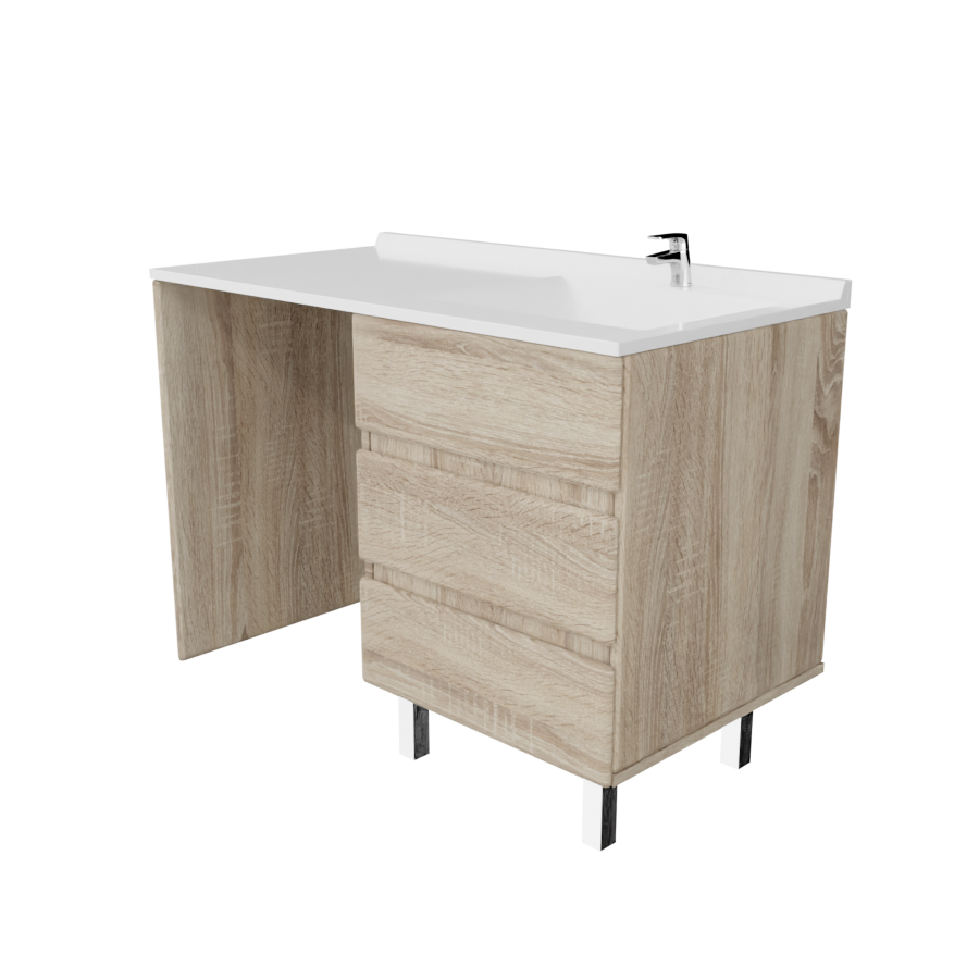Meuble de salle de bain spécial lave-linge KORA Cambrian Oak avec plan vasque déporté et jambage