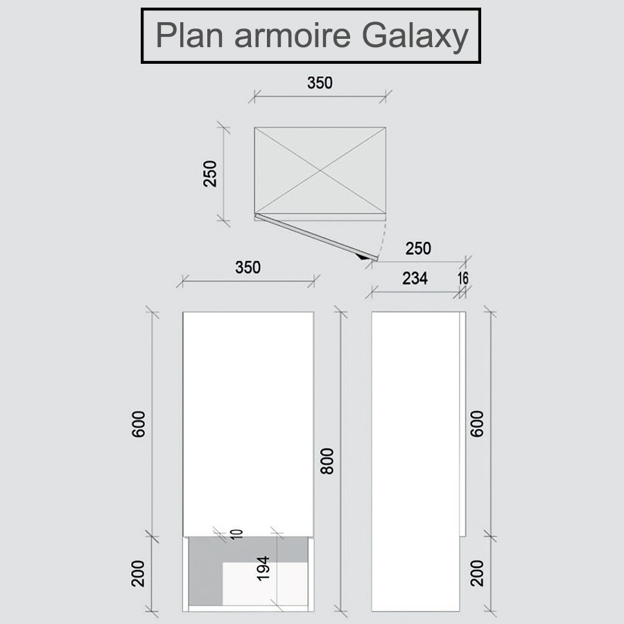 Armoire de rangement salle de bain GALAXY Blanc brillant