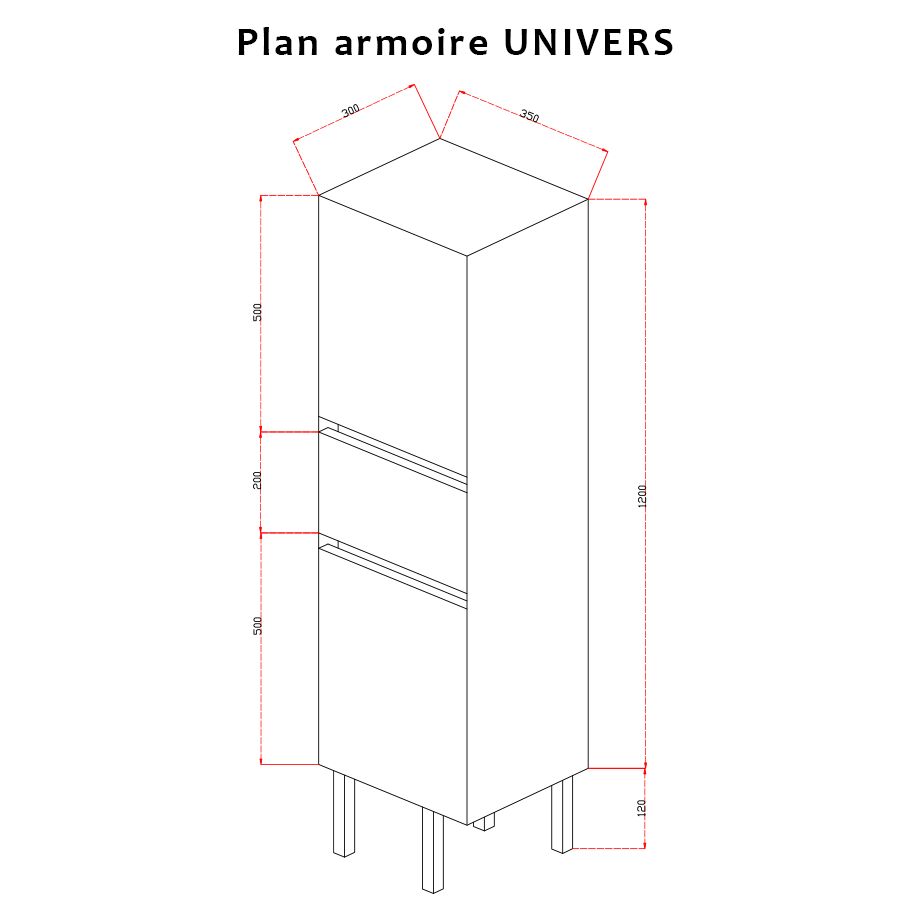 Armoire colonne de salle de bain UNIVERS Cambrian Oak